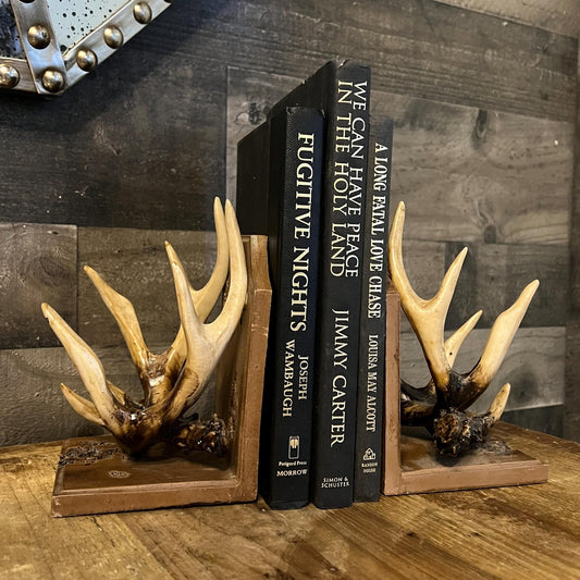 Vintage Deer Buck Antler Bookends - Pair