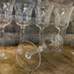 Vintage Set of 6 Floral and Ivy Etched Crystal Long Stem Wine Glasses