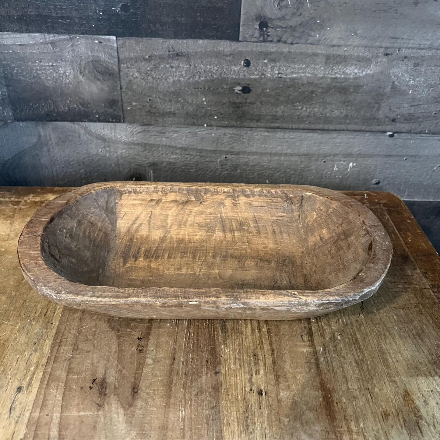 Rustic Hand Carved Wooden Dough Bowl