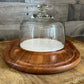 Vintage Wooden Cheese Board with Round Marble and Glass Dome - Dolphin Teakwood