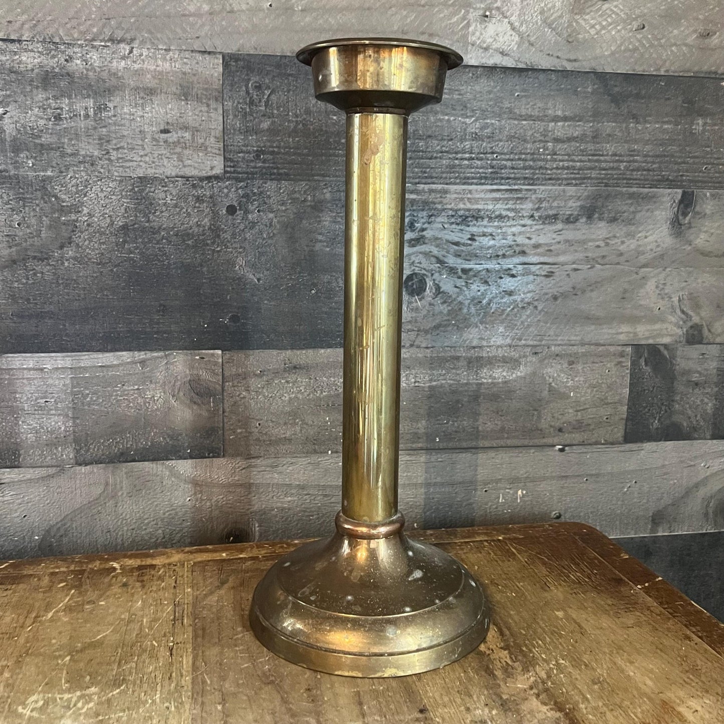 Tall Vintage Solid Brass Candle Holder - Pillar Candle Holder - Candlestick Holder