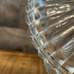 Clear Glass Footed Ribbed Lidded Candy Dish with Aged Gold Rim Base