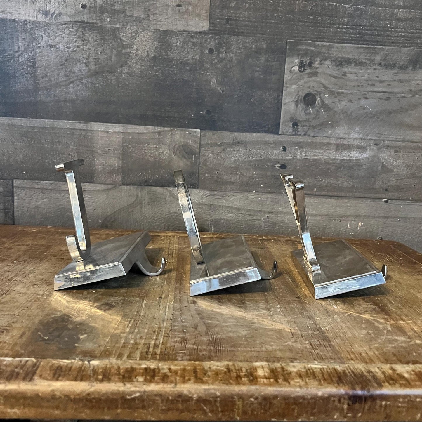 Vintage JOY Silver Tone Stocking Holders