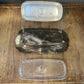 Vintage WM A Rogers Footed Silverplated Rectangular Lidded Butter Stick Holder with Glass Insert