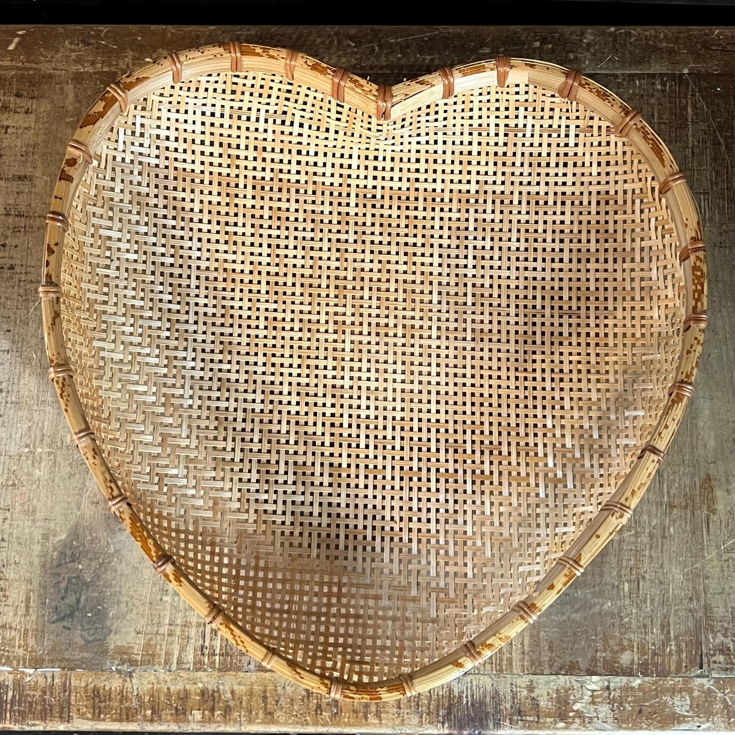 Vintage Heart Shaped Woven Wicker Strainer Basket