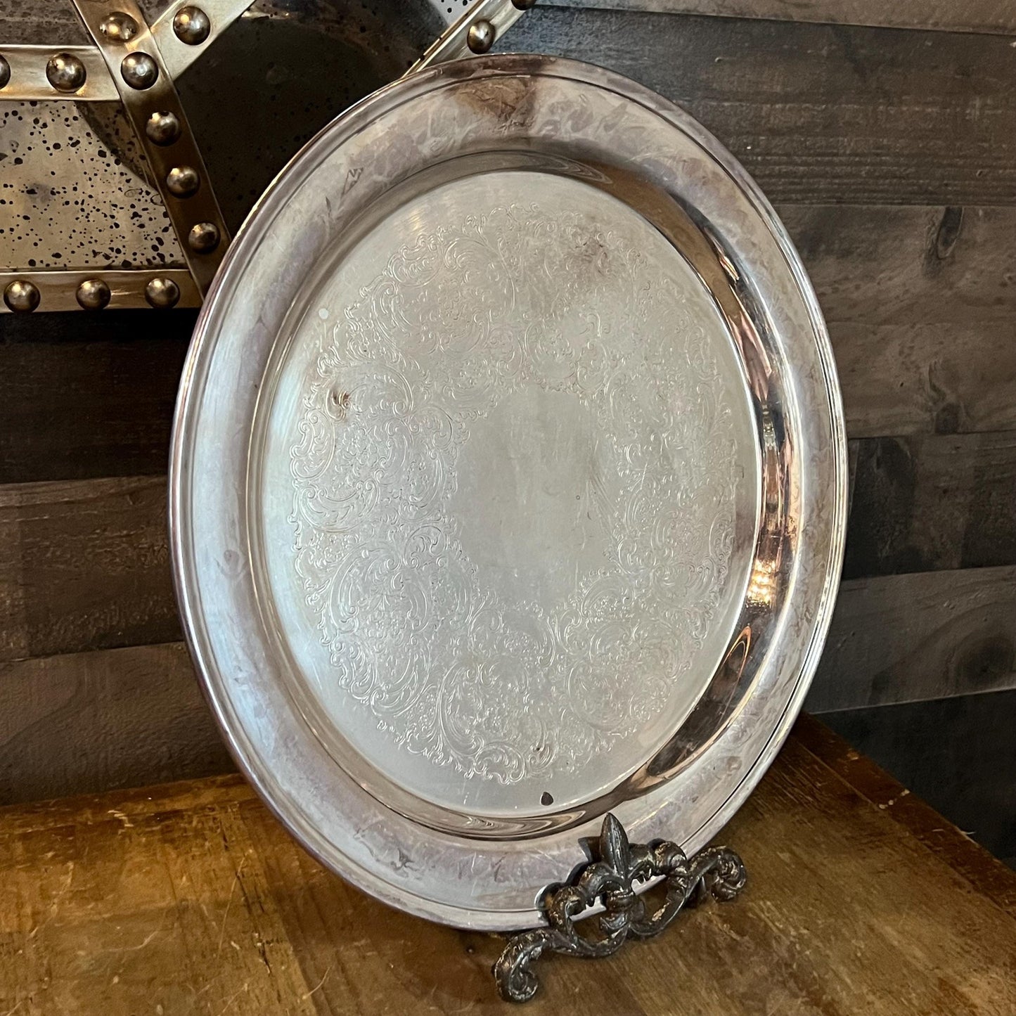 Vintage Gorham Round Silverplated Serving Tray - Platter - YC455