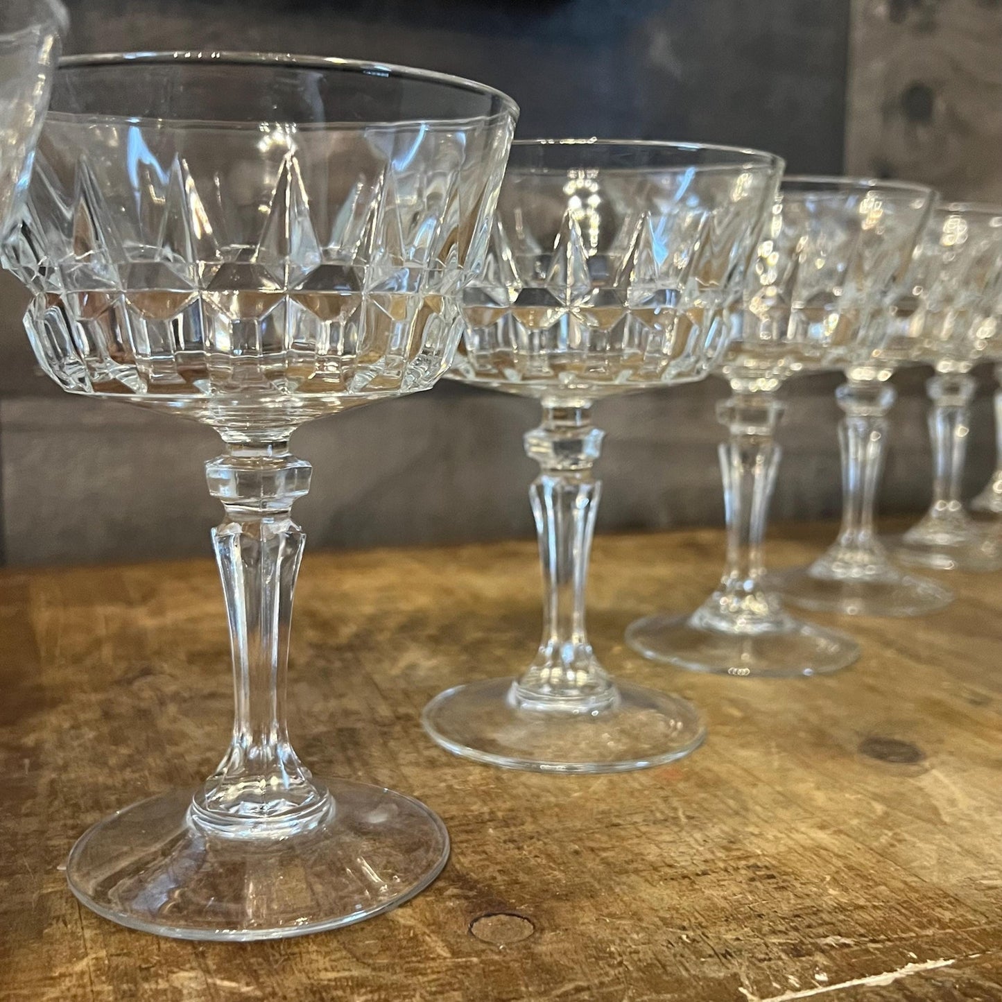 Set of 8 Cristal D’Arques-Durand Chantelle Champagne Coupes - Sherbet Glasses - Cocktail Glasses