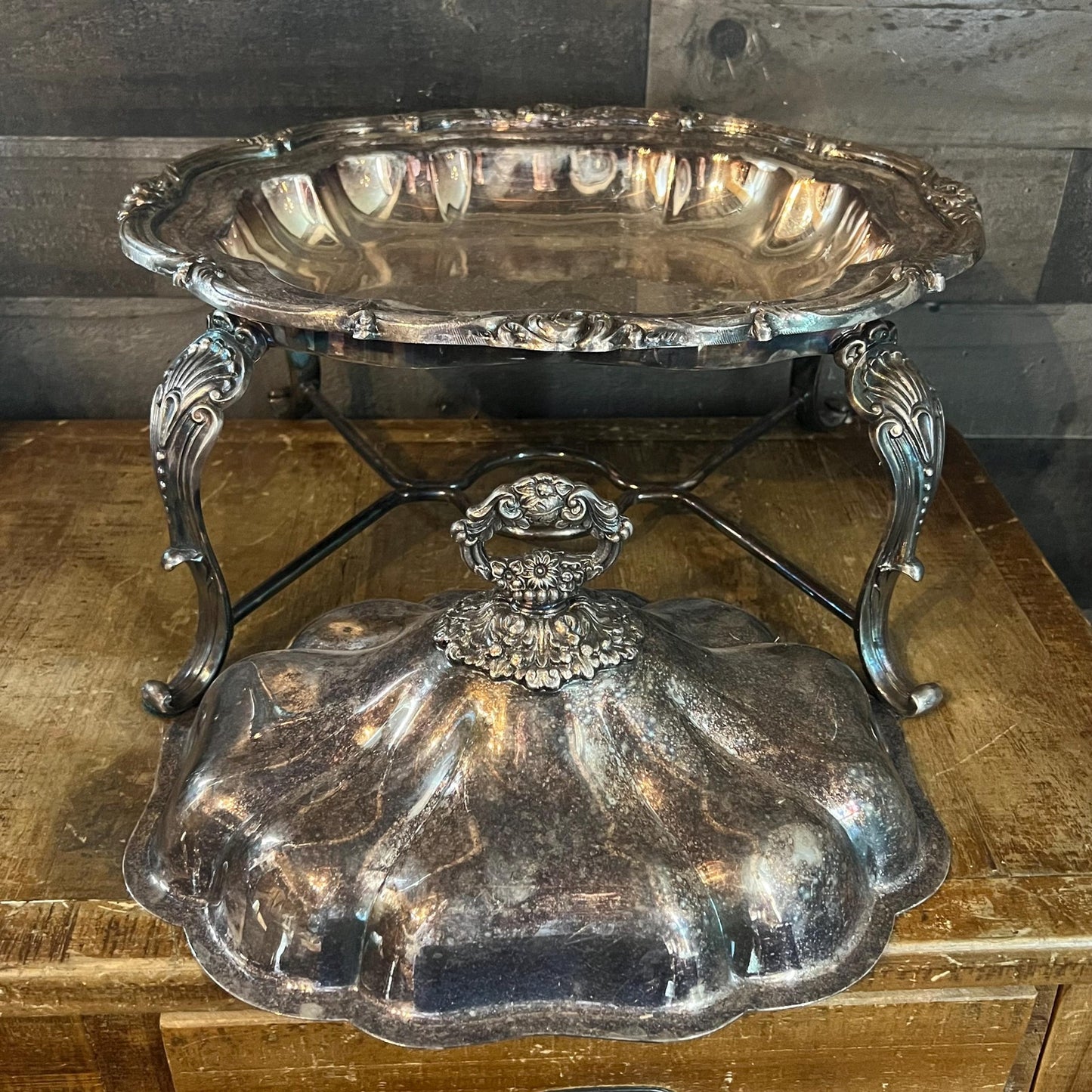 Silverplated Old English Reproduction Oval Lidded Serving Dish Warming Chafing Dish