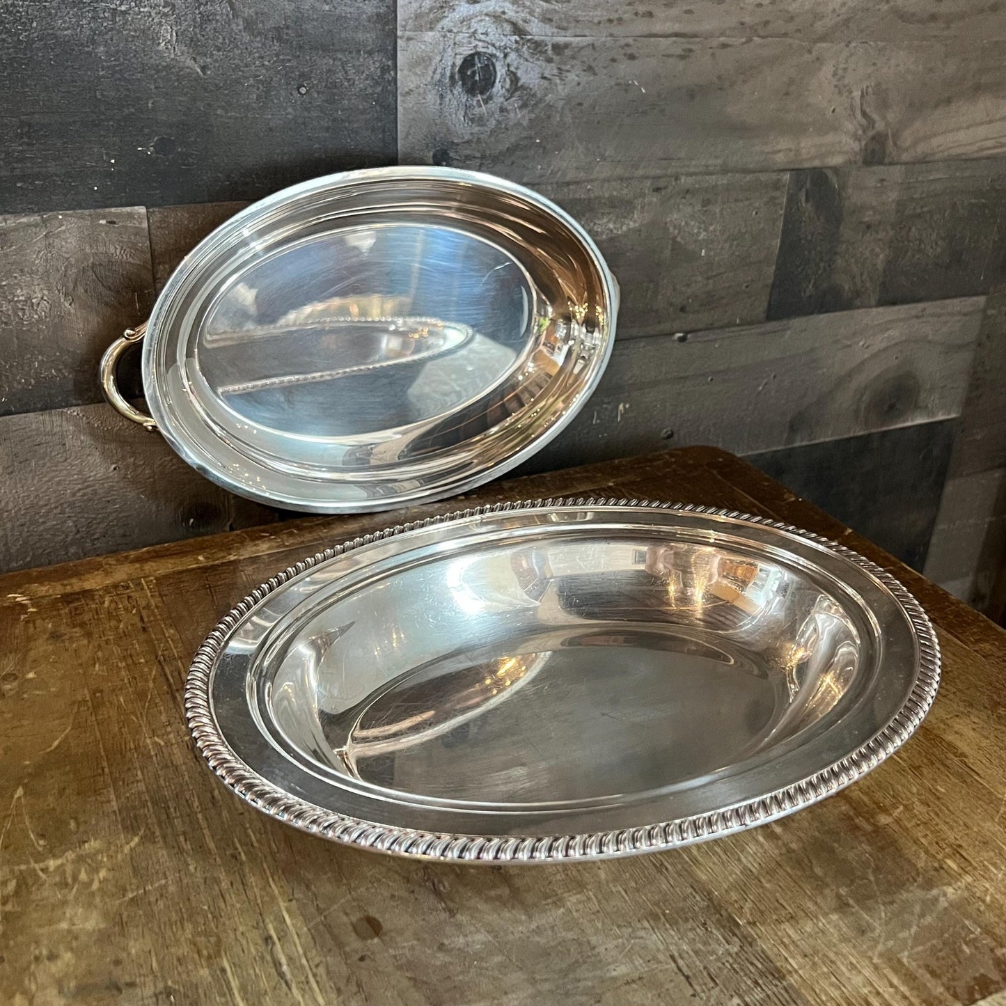 Vintage Crescent Silverplated Oval Lidded Casserole Dish Server