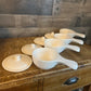Vintage Creamy White California Pottery Stoneware Handled Lidded Soup Bowls - Set of 4