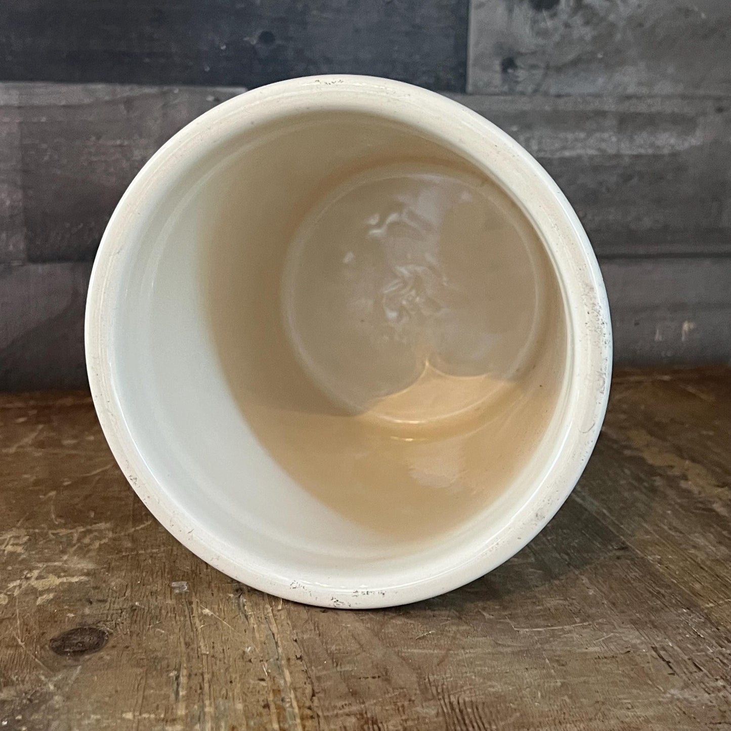 Vintage Creamy White Crock Jar Canister - Made in Portugal