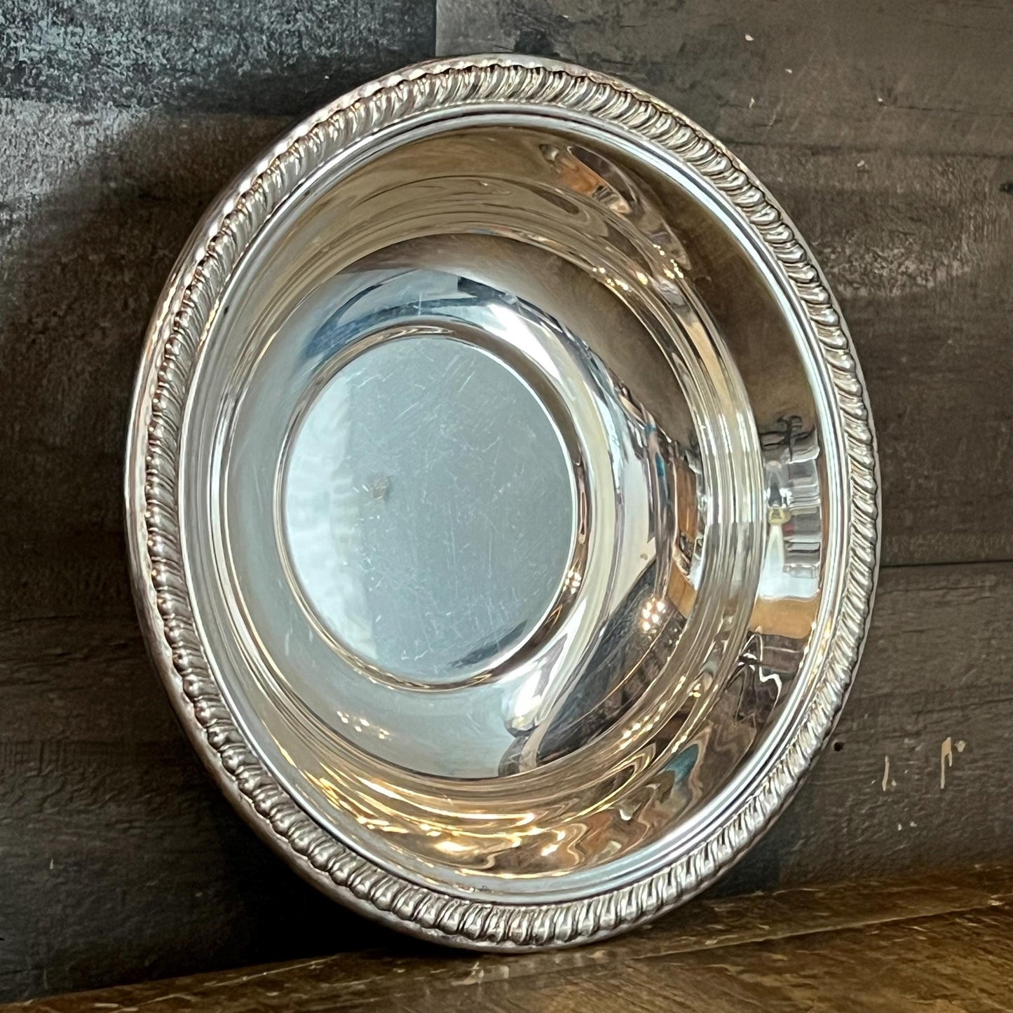 Vintage FB Rogers Silverplated Round Braided Rim Accent Bowl