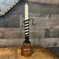 Vintage Spiral Twist Up Wrought Iron and Wooden Courting Chamberstick Candlestick Holder