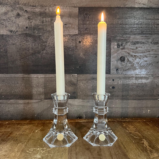 Vintage Pair of Bleikristall Crystal Candlestick Holders