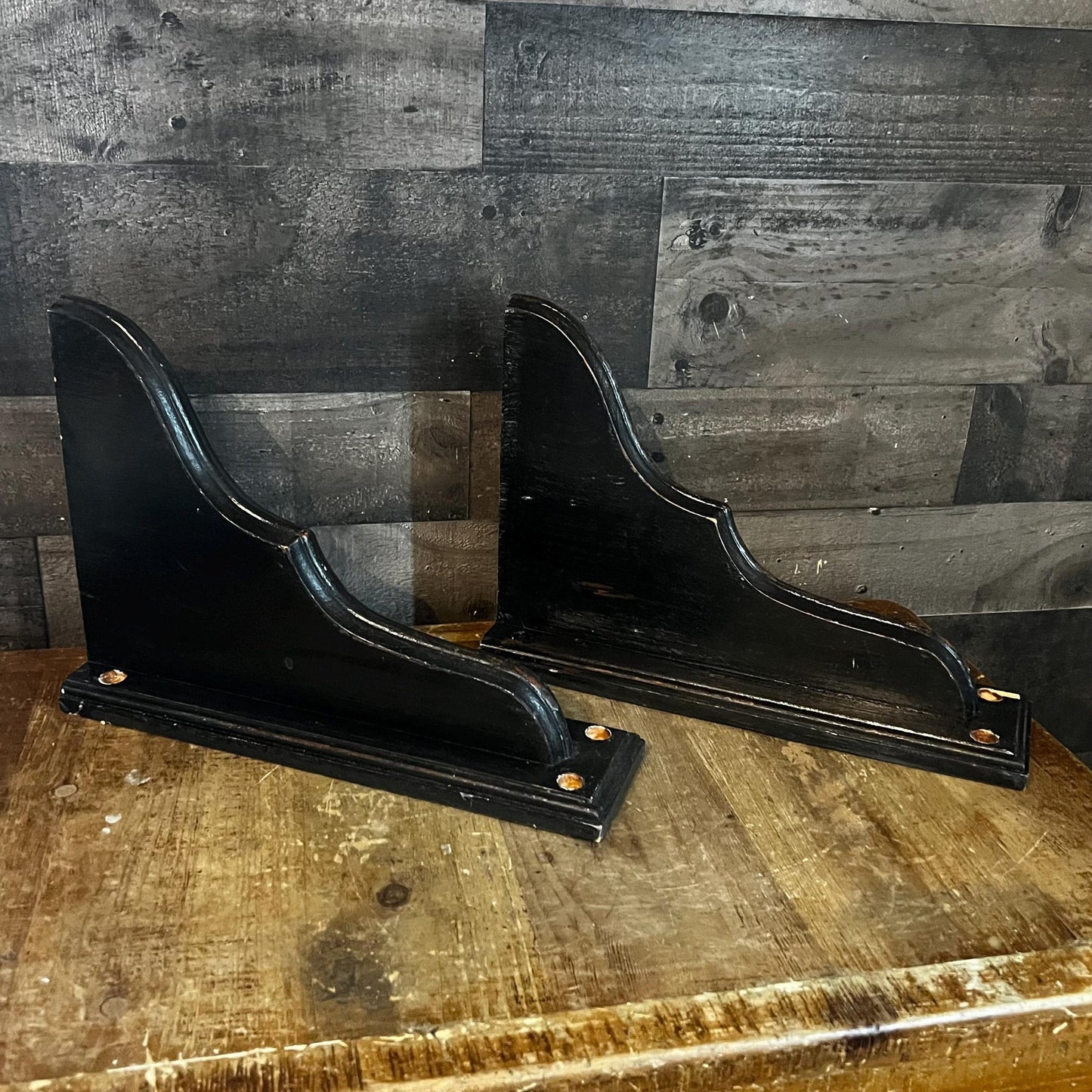 Black Painted Wooden Corbels - Pair