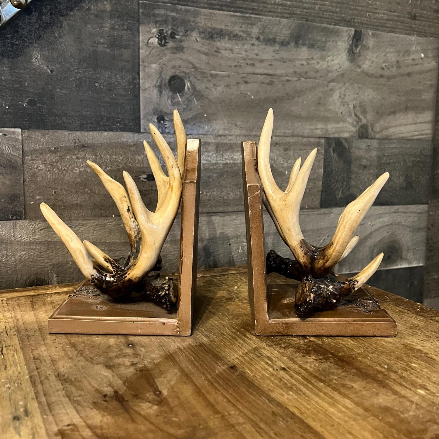 Vintage Deer Buck Antler Bookends - Pair