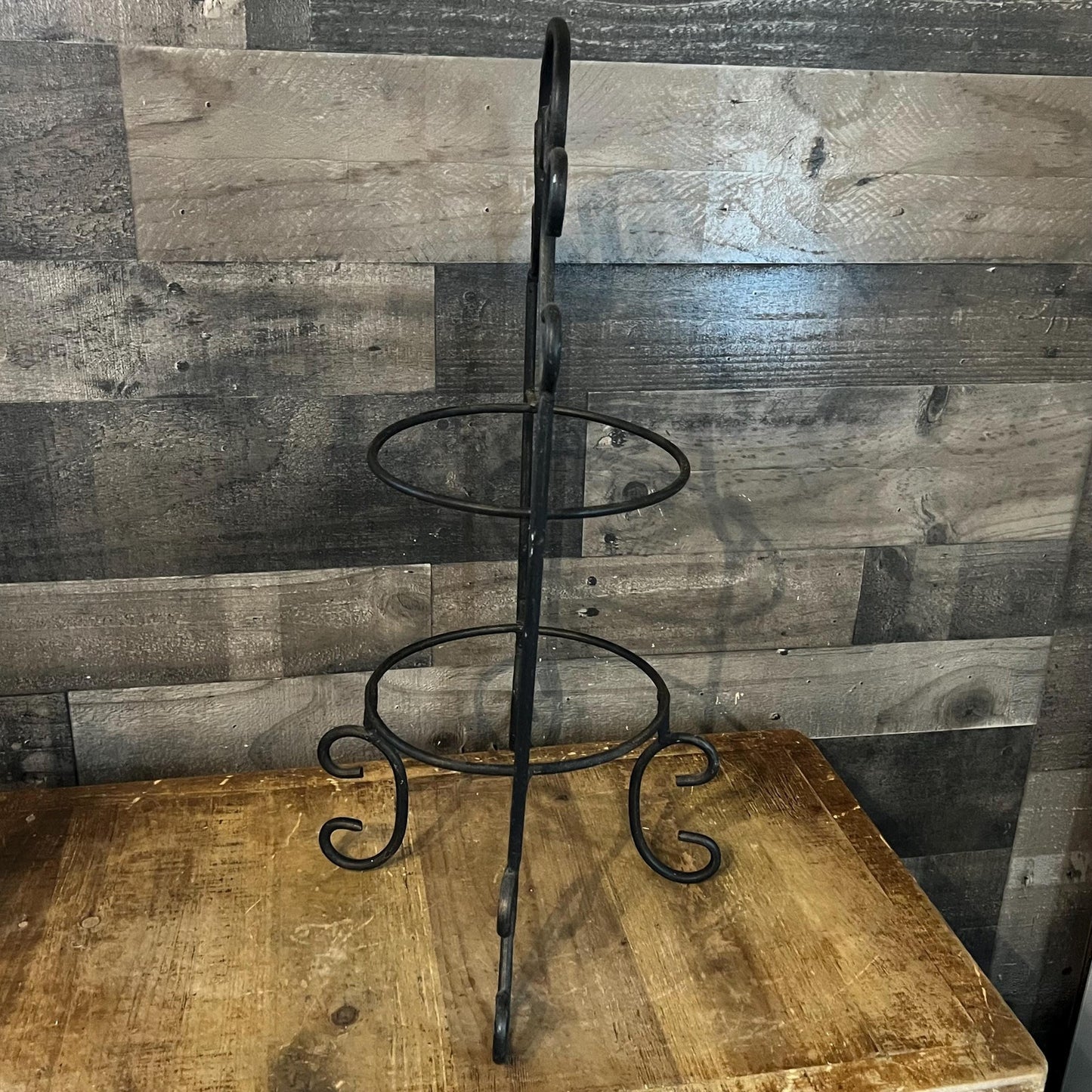 Wrought Iron 2 Tier Plate Rack - Pie Rack - Dessert Stand