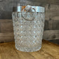 Vintage Crystal Glass Ice Bucket with Silver Tone Rim and Handles - Champagne Cooler - Bottle Chiller