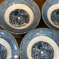 Vintage Royal USA Currier and Ives Blue Bowls - Fruit Bowls - Dessert Bowls - Cereal Bowls - Set of 4