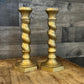 Vintage Spiral Brass Candlestick Holders Pair