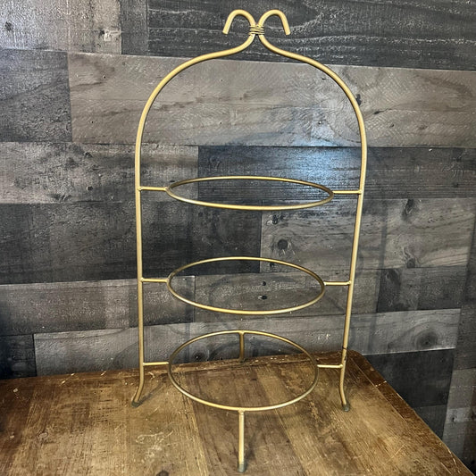 Gold Tone 3 Tier Plate Rack - Pie Rack - Dessert Stand