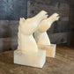 Vintage Heavy Creamy White Marbled Stone Horse Bust Bookends - Pair