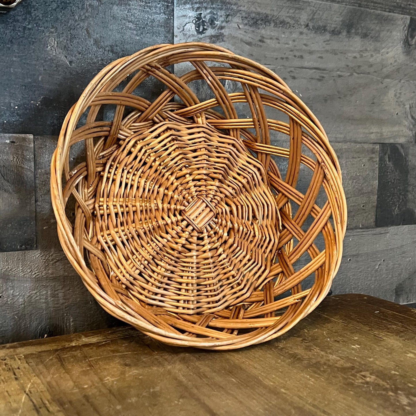 Vintage Woven Wicker Round Basket