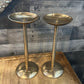 Victoria Hagen Brass Tone Pillar Candle Holders - Pair