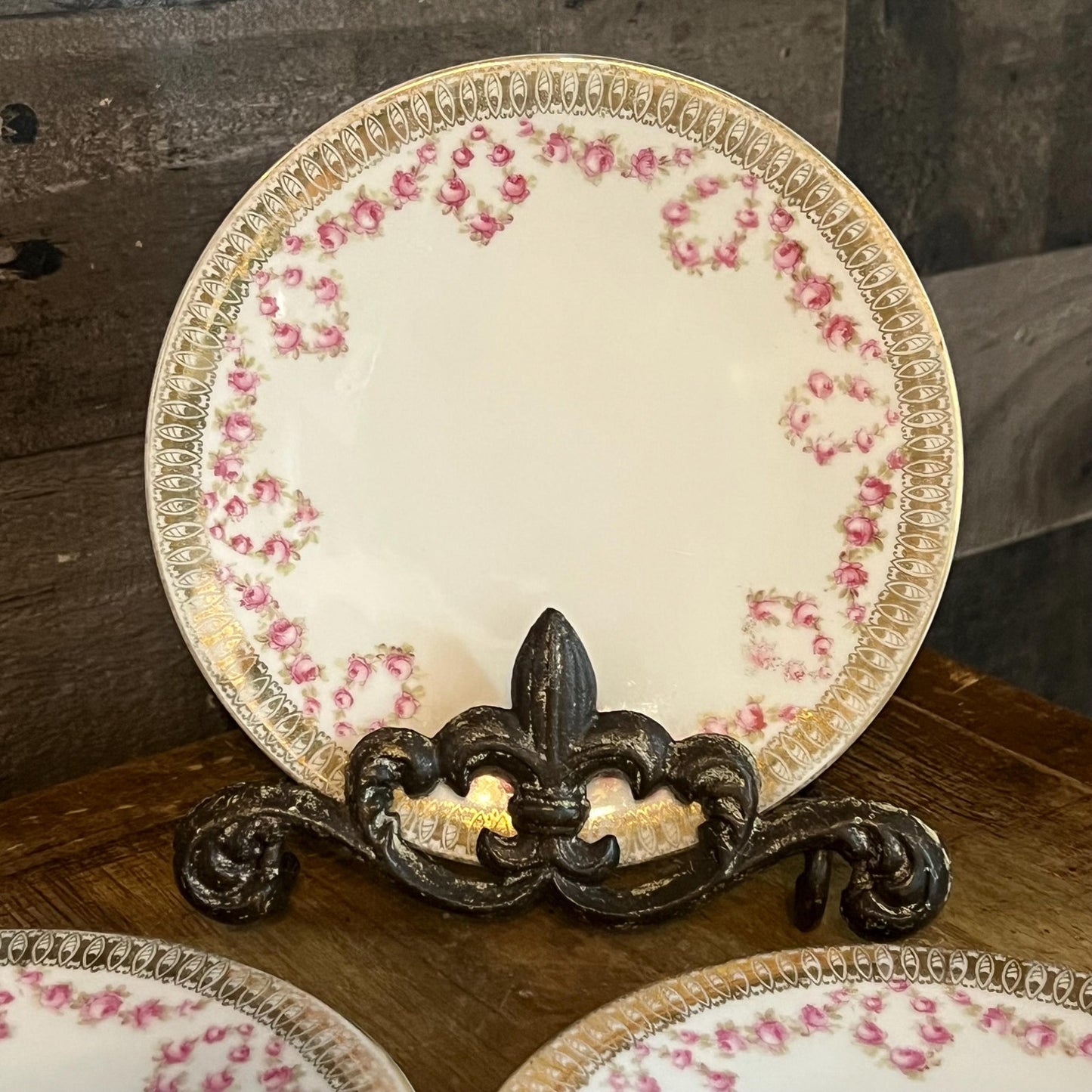 Vintage Hohenzollern Wittelsbach German Bavarian China Pink Gold Floral Small Plates - Set of 5