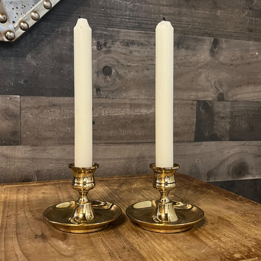 Vintage Pair of Brass Candlestick Holders