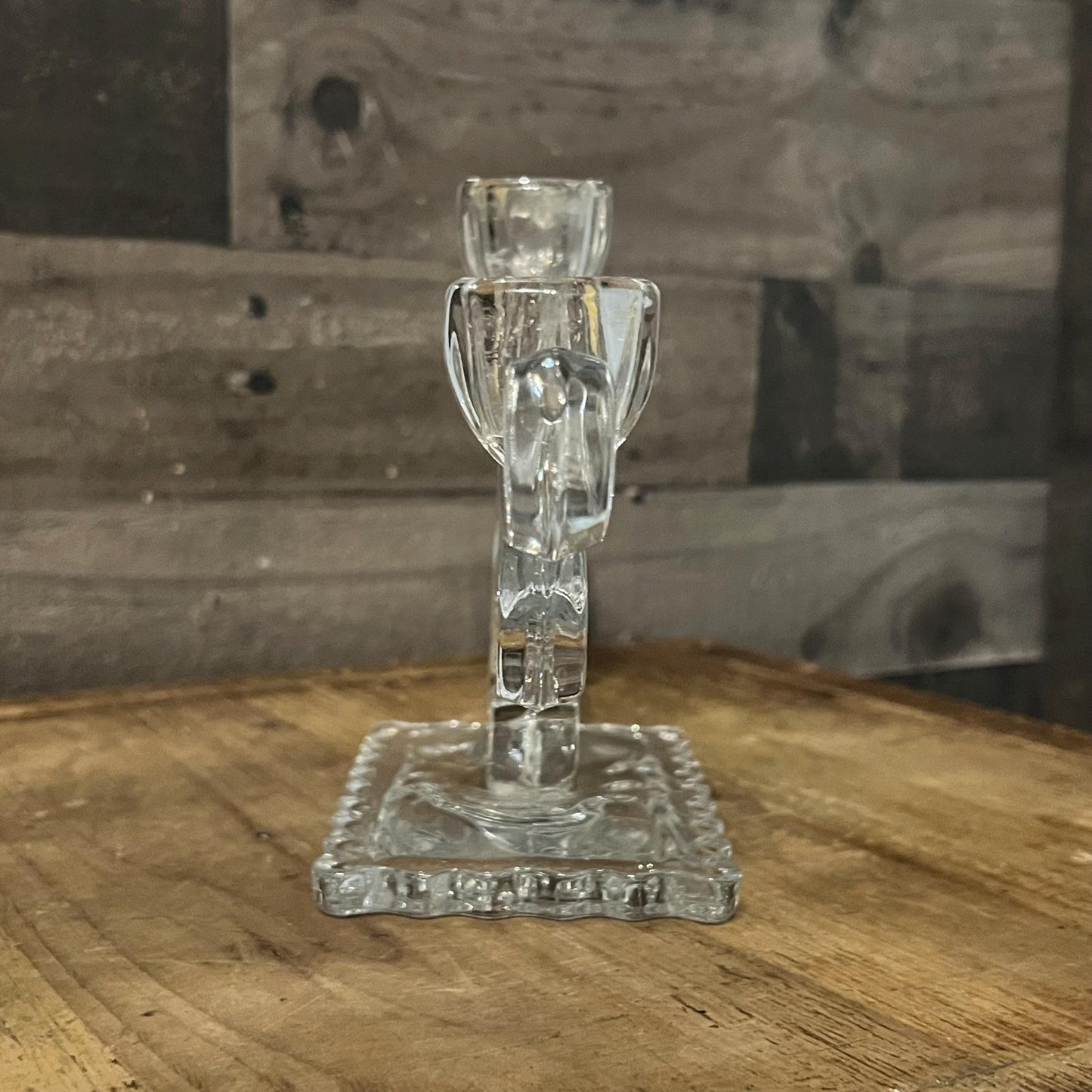 Vintage Viking Glass 3 Candlestick Holder Candelabra