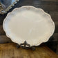 Vintage Homer Laughlin Hudson Scallop Rim Creamy White Oval Platter Holiday Tray