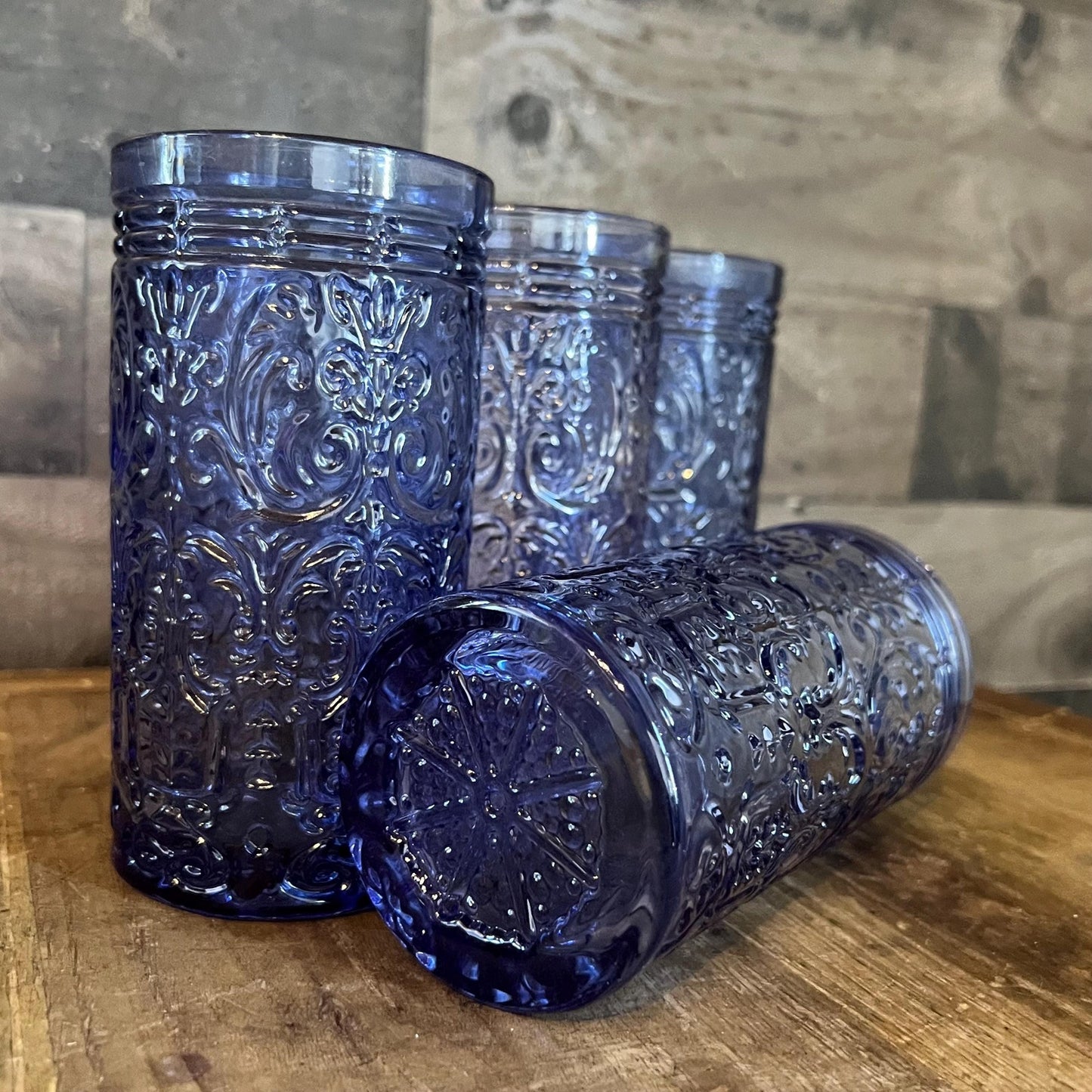 Godinger Blue Jax Highball Glasses - Set of 4