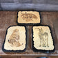 Vintage Linda K Powell Mom and Baby Wildlife Portraits - Set of 3 - Deer, Prairie Dog, Goat