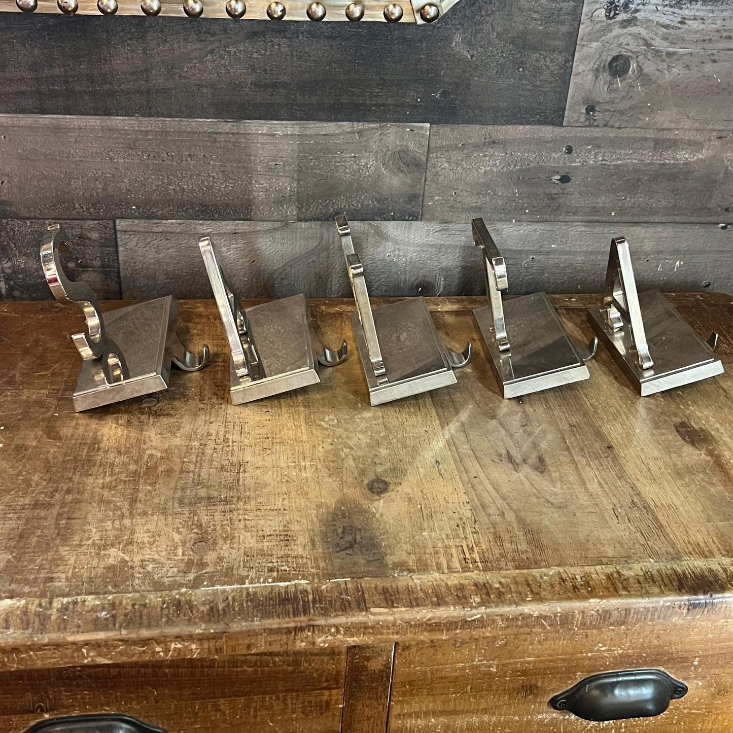 Vintage Silver Tone SANTA Stocking Holders - Set of 5 Letters