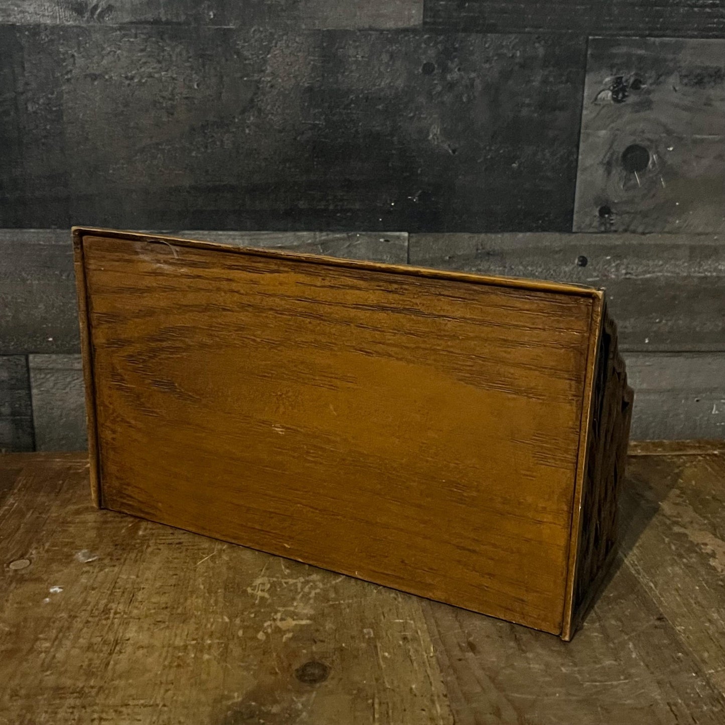 Vintage Lerner Faux Carved Wood Desk Organizer - Letter Holder - Mail Holder - Pencil Holder - Pen Holder