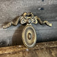 Antique French Solid Brass Medallion with Ribbon Design