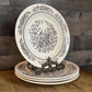 Royal USA Sussex Cavalier Ironstone Brown and White Floral Dinner Plates - Set of 4