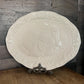 Vintage White Thanksgiving Oval Serving Tray Platter with Turkey Motif
