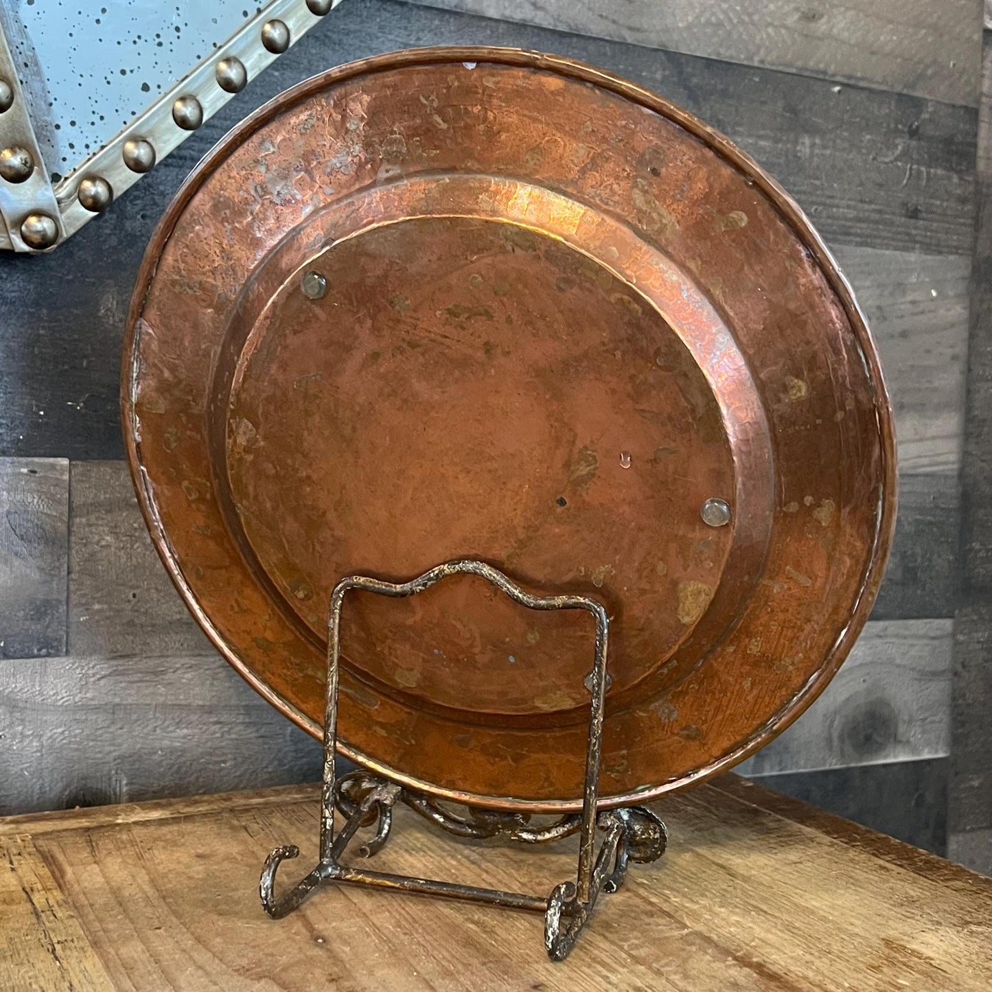 Vintage Hammered Copper Large Plate