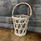 Wicker Rattan Handled Basket Clear Glass Vase