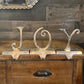 Vintage Pottery Barn JOY Silver Tone Stocking Holders