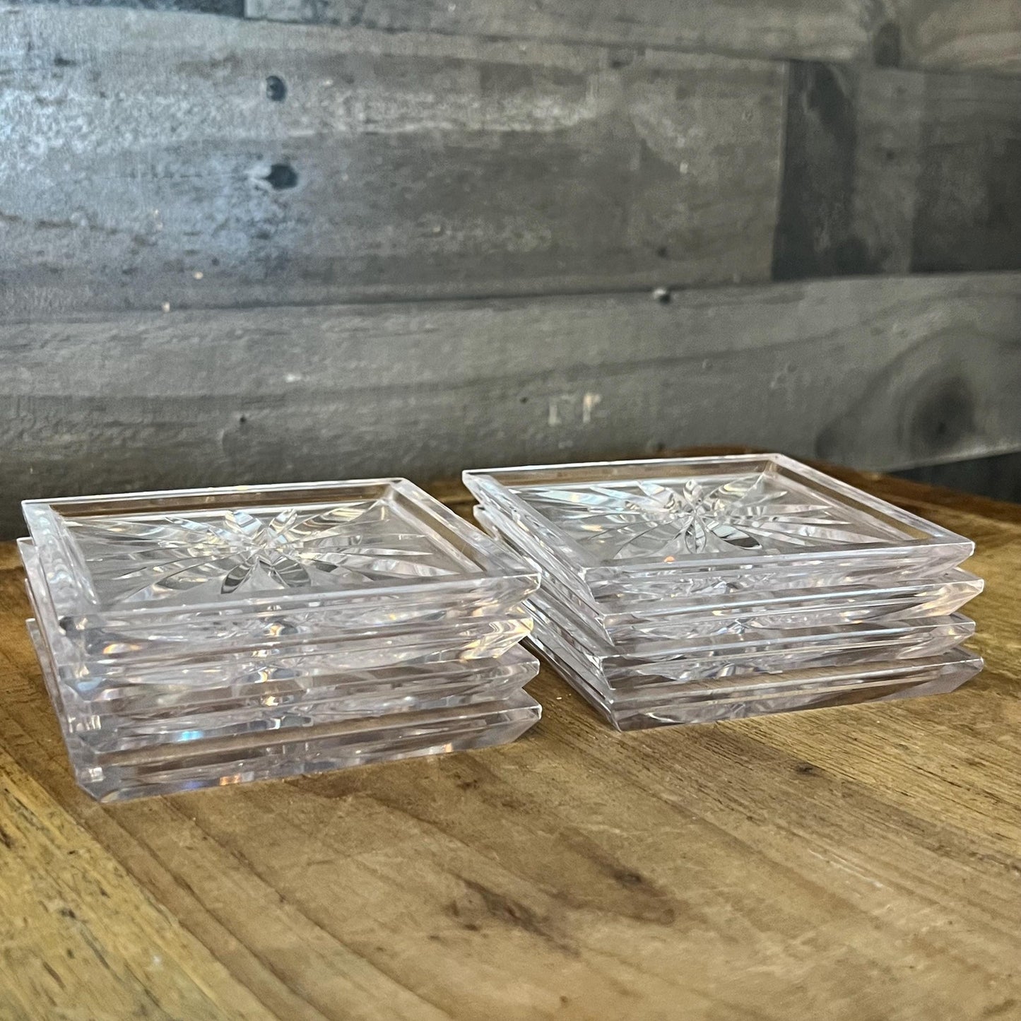 Vintage Colony Clear Starburst Duracite Coasters and Case - Set of 8 Coasters