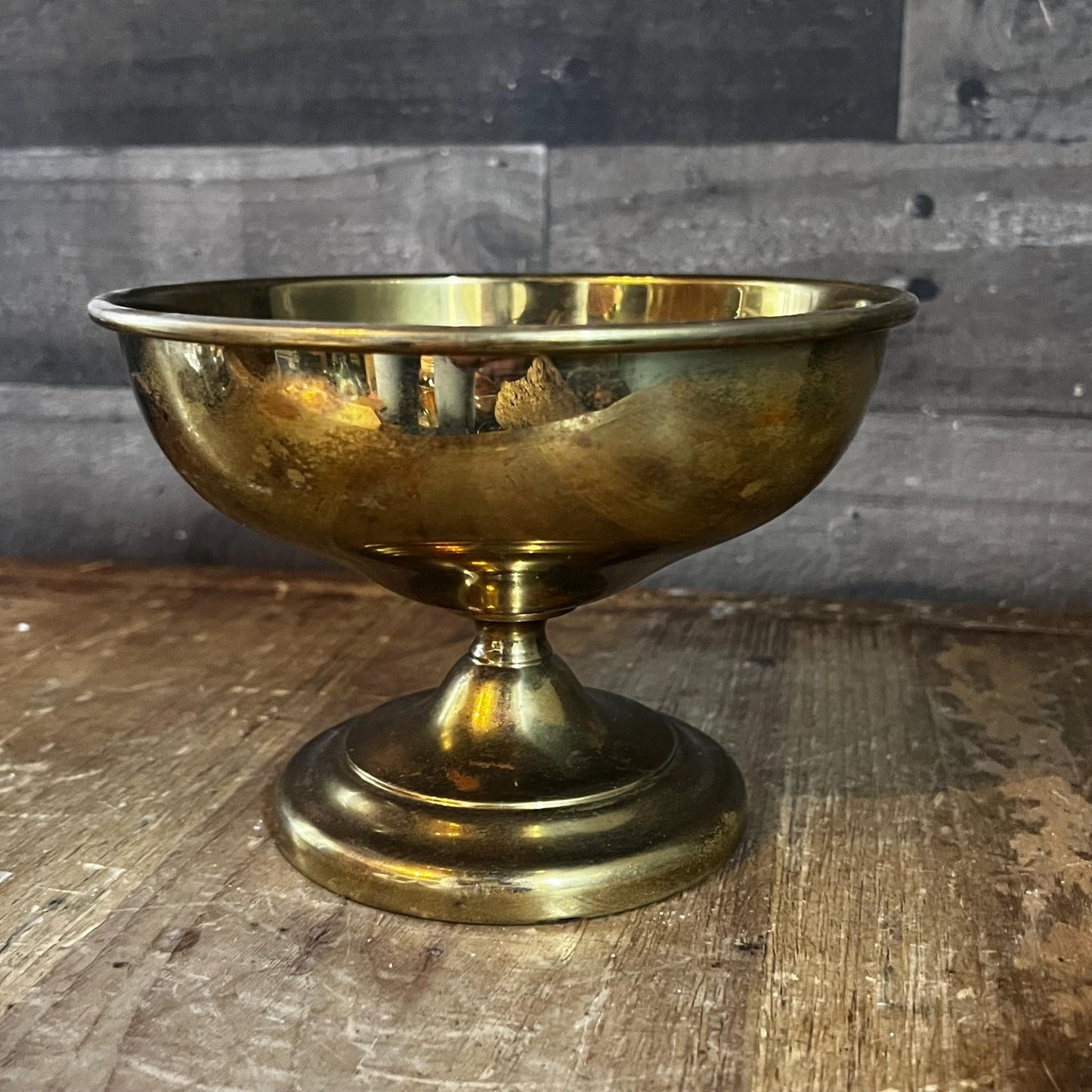 Vintage Brass Compote Pedestal Bowl