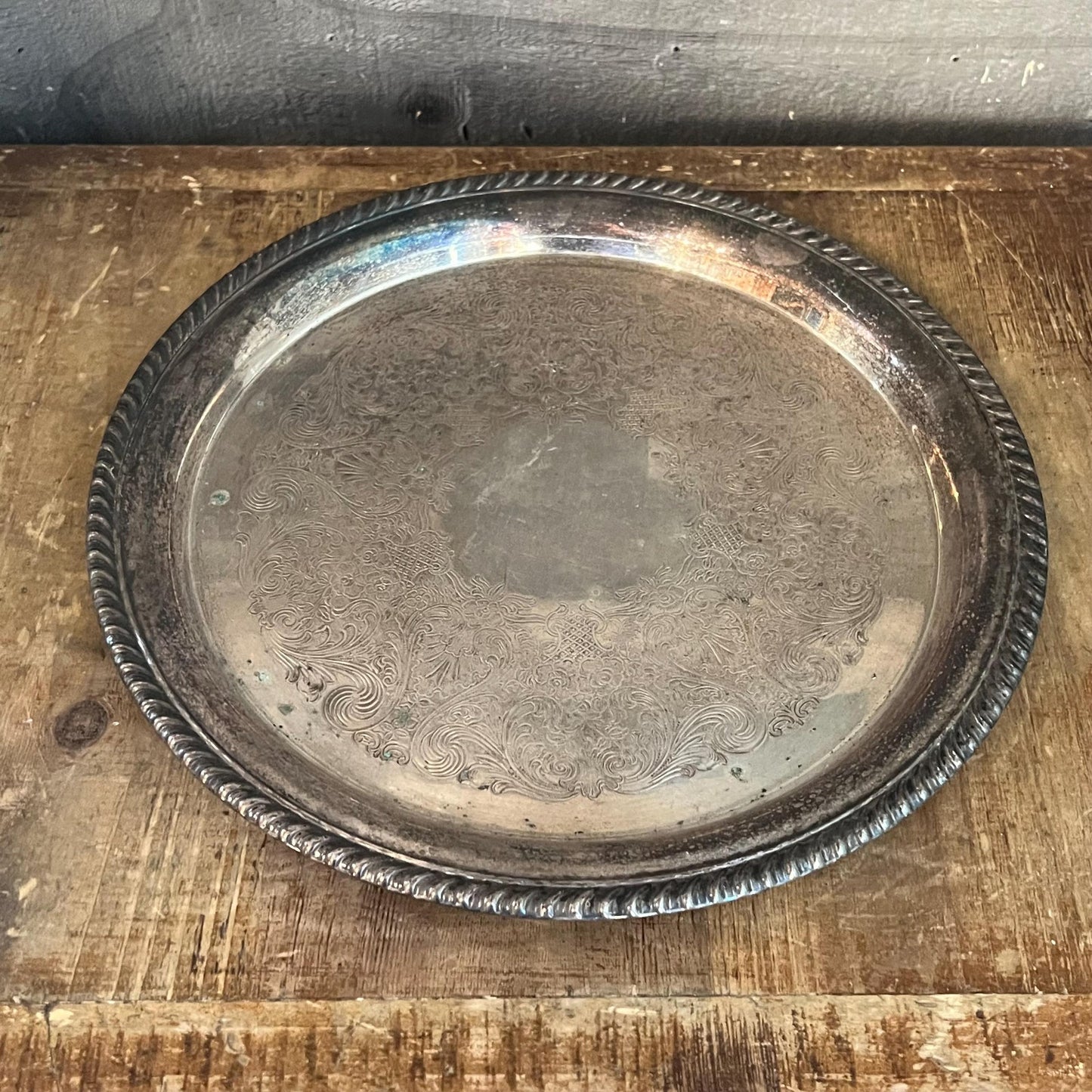 Vintage WM Rogers Round Silverplated Serving Tray