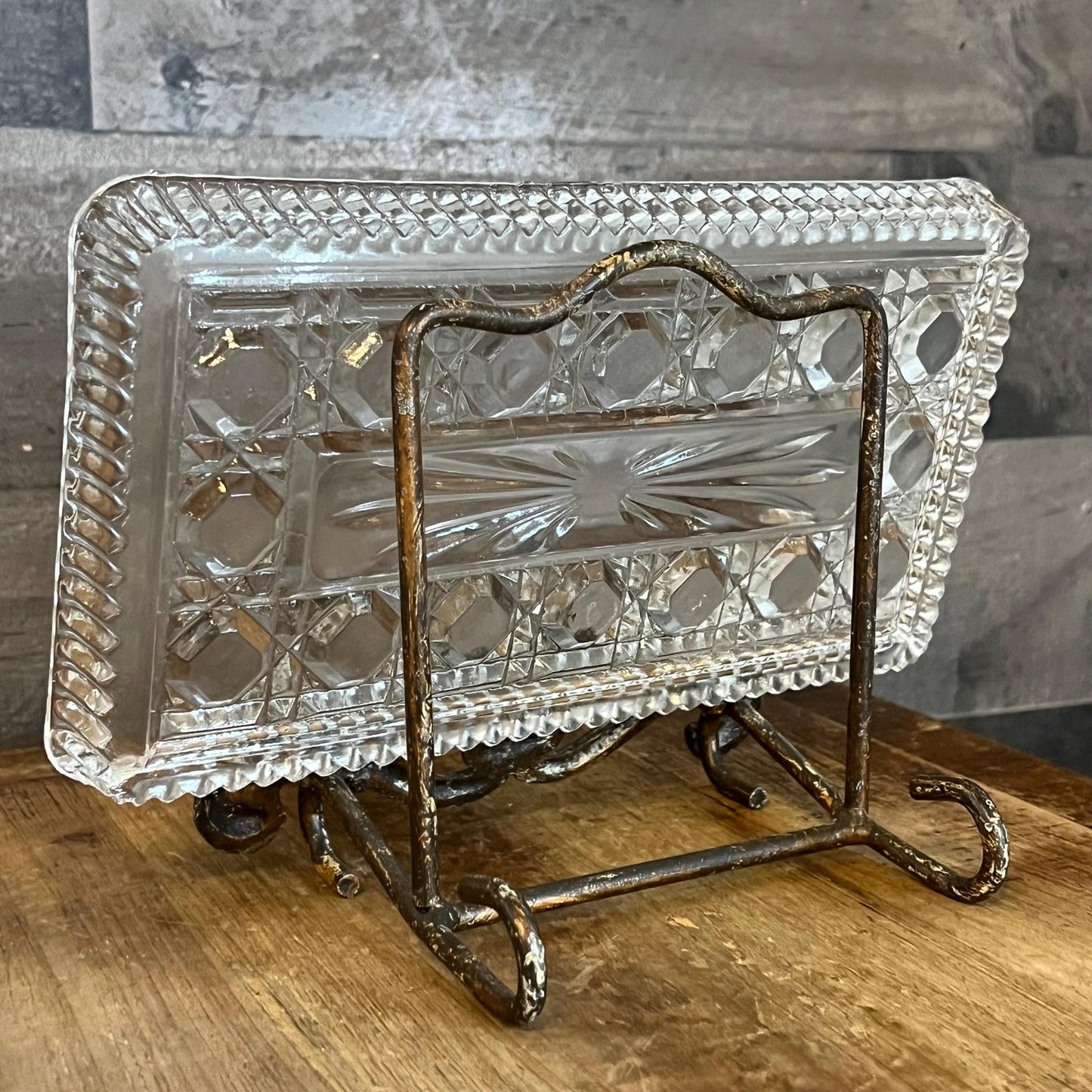 Vintage Rectangular Glass Tray - Serving Tray - Trinket Tray