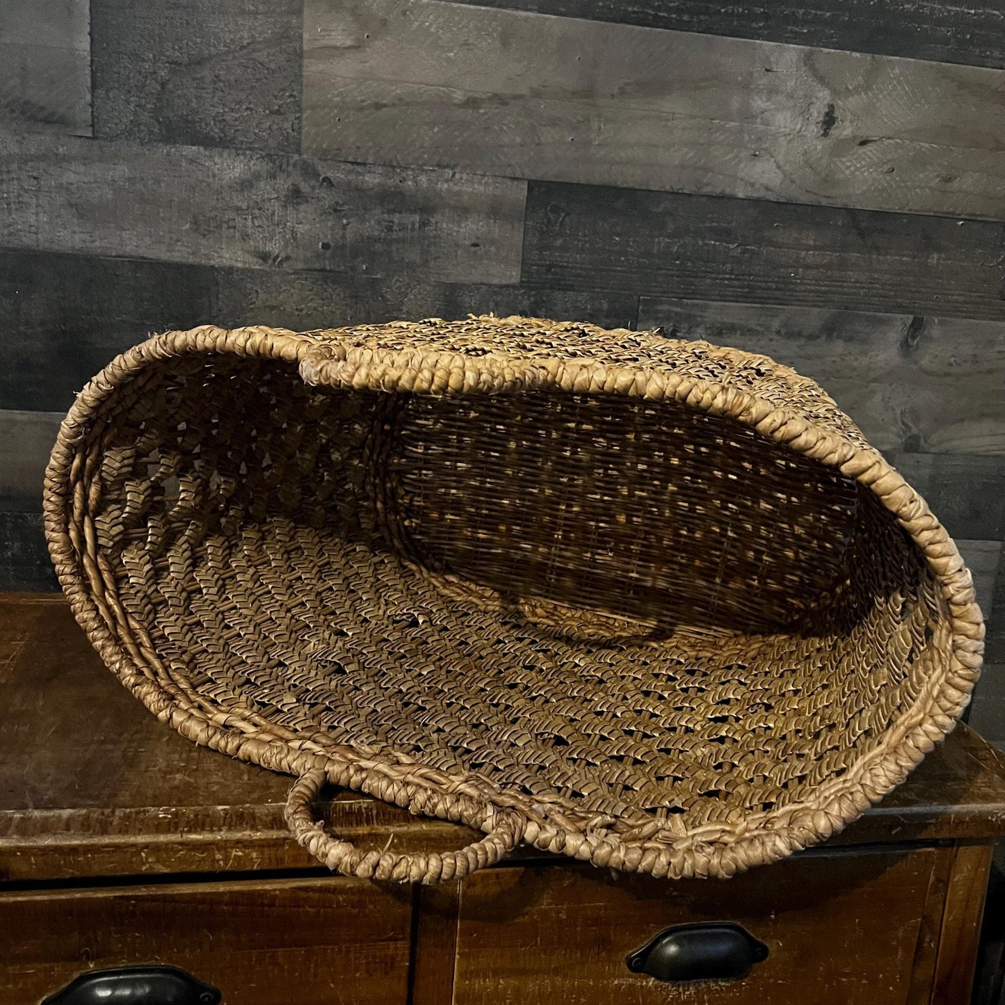 Vintage Large Woven Handled Basket