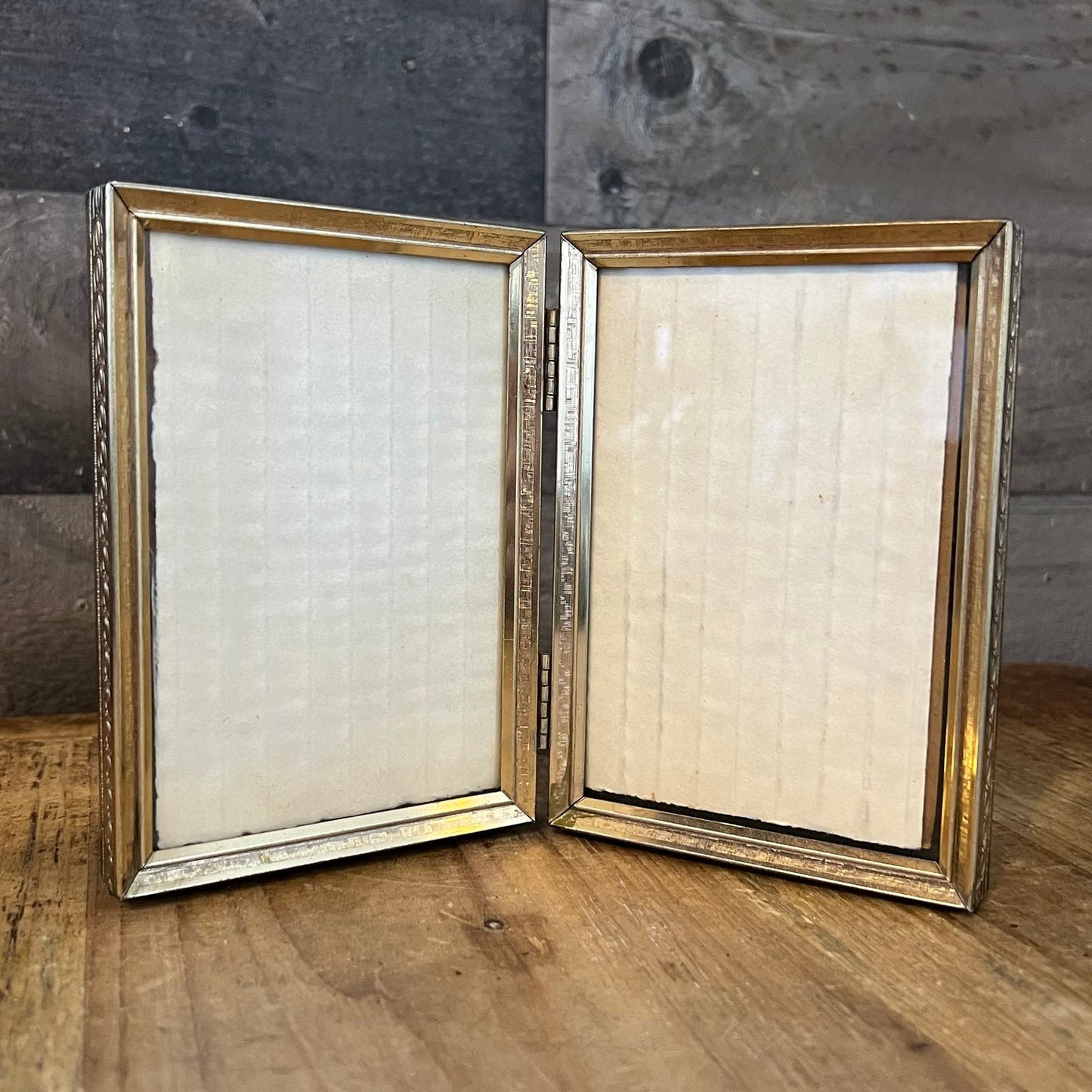 Vintage Brass Double Picture Folding Frame - Brass Wall Frame - Brass Table Frame