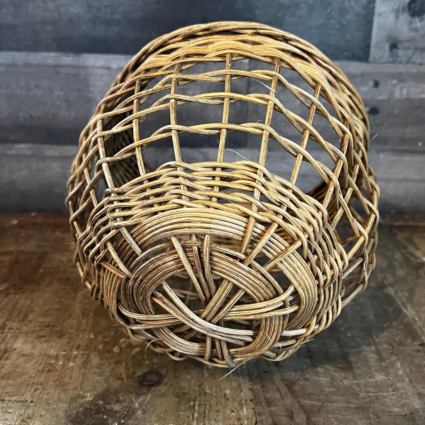 Vintage Woven Wall Hanging Handled Basket