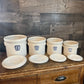 Vintage Pfaltzgraff Yorktowne Stoneware Lidded Canister Set Numbered in Blue 1, 2, 3, 4 - Set Of 4 - Made In USA - Crock Storage Jar Set